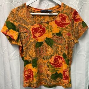 Vibrant Floral Short Sleeve Women's Top